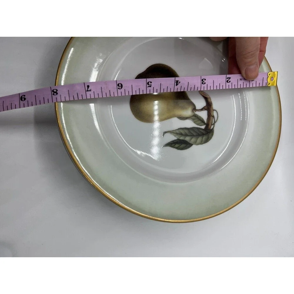 WILLIAMS SONOMA plates Pear Salad Accent Green Gold Rim 8 1/4